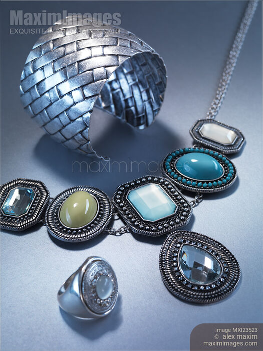 Stock photo of Necklace Bracelet and Ring Buy commercial use license at MaximImages