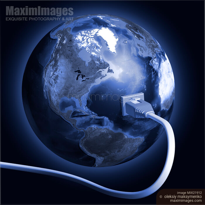 Network Cable Plugged into Blue Planet Earth Stock image of Network Cable Plugged into Blue Planet Earth Buy commercial use license at MaximImages