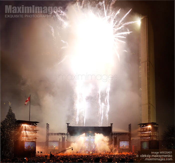 Stock photo of New Year Fireworks in Toronto Buy commercial use license at MaximImages