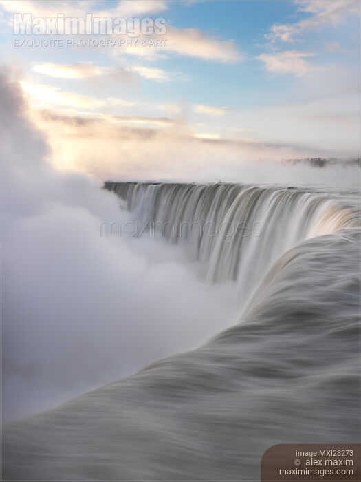 Niagara Falls beautiful sunrise in soft colors Stock photo of Niagara Falls beautiful sunrise in soft colors Buy commercial use license at MaximImages