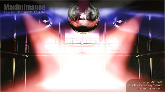 Stock image of Night club discotheque colorful lights Buy commercial use license at MaximImages