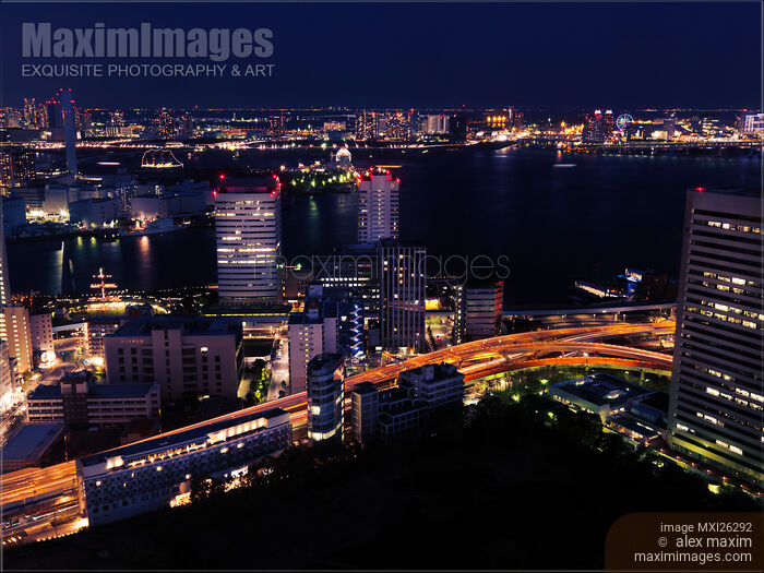 Stock photo of Nighttime view of Tokyo Bay Buy commercial use license at MaximImages