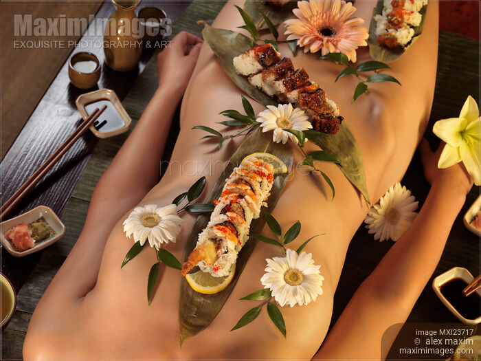 Stock photo of Nude asian woman serving Nyotaimori Body Sushi Buy commercial use license at MaximImages