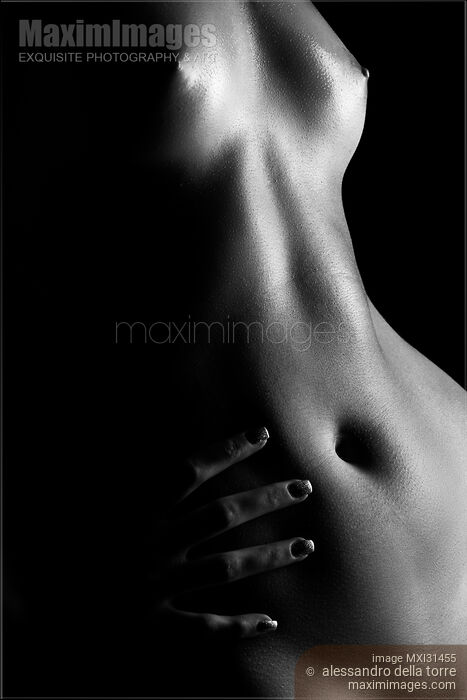 Stock photo of Nude woman body parts closeup of stomach and breasts Buy commercial use license at MaximImages