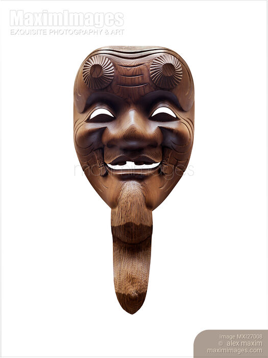Okina Japanese happy old man wooden mask Stock photo of Okina Japanese happy old man wooden mask Buy commercial use license at MaximImages