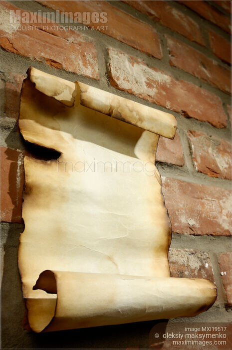 Old Parchment on a Brick Wall Stock photo of Old Parchment on a Brick Wall Buy commercial use license at MaximImages