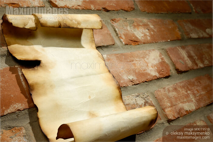 Old Parchment on a Brick Wall Stock photo of Old Parchment on a Brick Wall Buy commercial use license at MaximImages