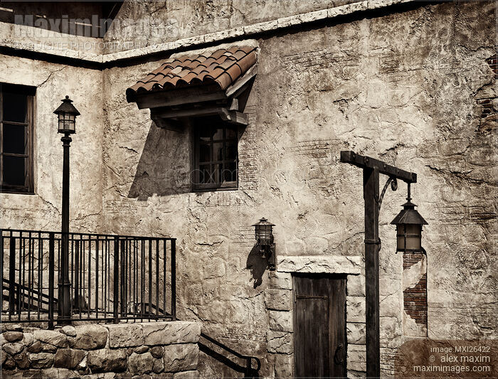 Stock photo of Old rustic house grungy wall and window Buy commercial use license at MaximImages