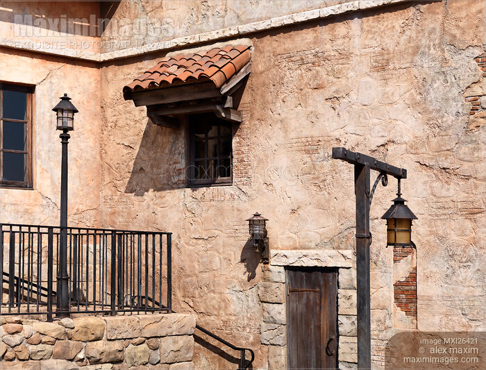 Stock photo of Old rustic house wall and window Buy commercial use license at MaximImages
