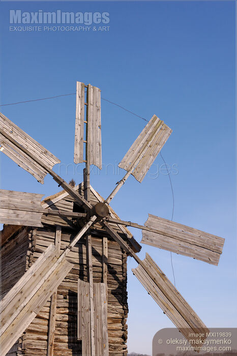 Stock photo of Old wooden windmill Buy commercial use license at MaximImages