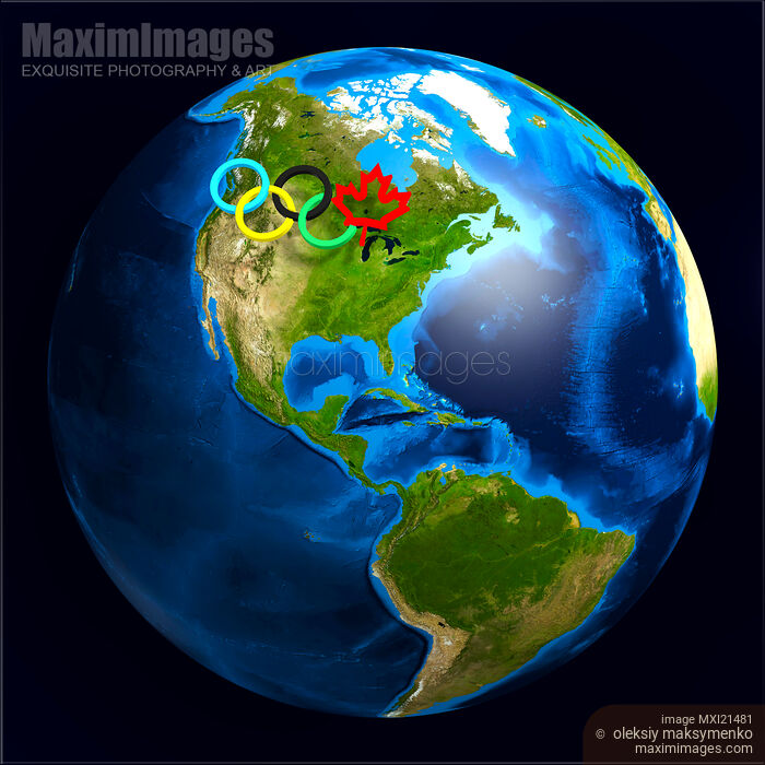 Stock image of Olympic Rings over Canada Buy commercial use license at MaximImages