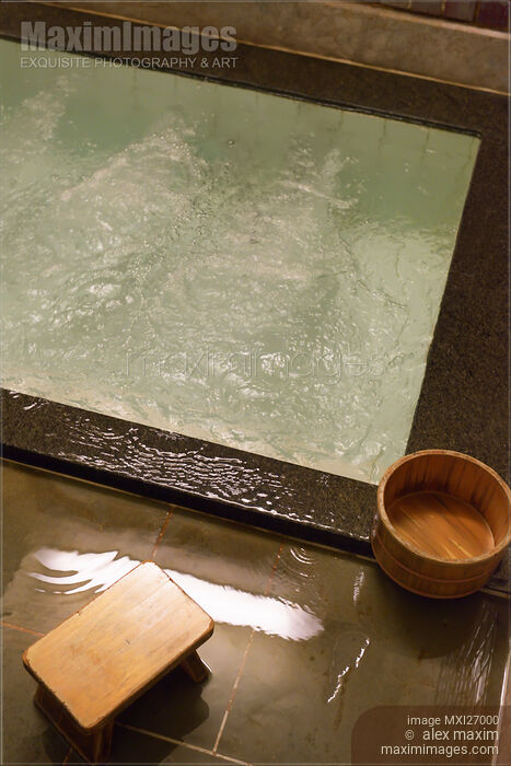 Onsen hot spring bath in Japan Stock photo of Onsen hot spring bath in Japan Buy commercial use license at MaximImages