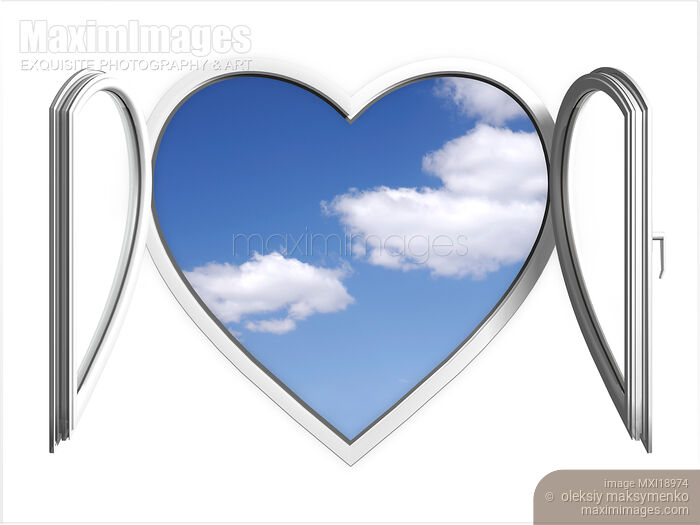 Stock image of Open heart shaped PVC window on white Buy commercial use license at MaximImages