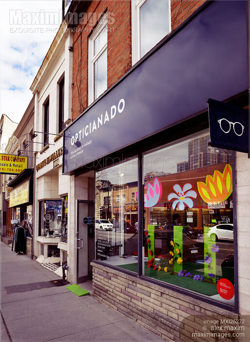 Stock photo of Opticianado vintage eyewear shop at the Junction Toronto Buy commercial use license at MaximImages