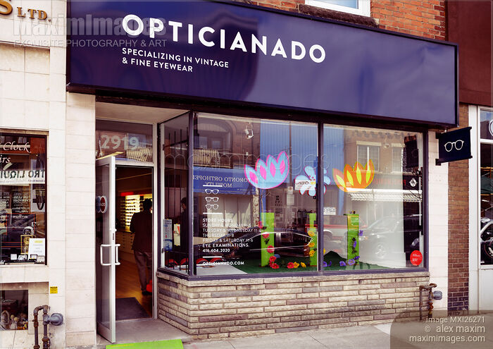 Opticianado vintage eyewear store at the Junction Toronto Stock photo of Opticianado vintage eyewear store at the Junction Toronto Buy commercial use license at MaximImages