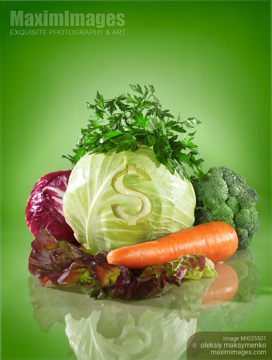 Stock photo of Organic food price concept Buy commercial use license at MaximImages
