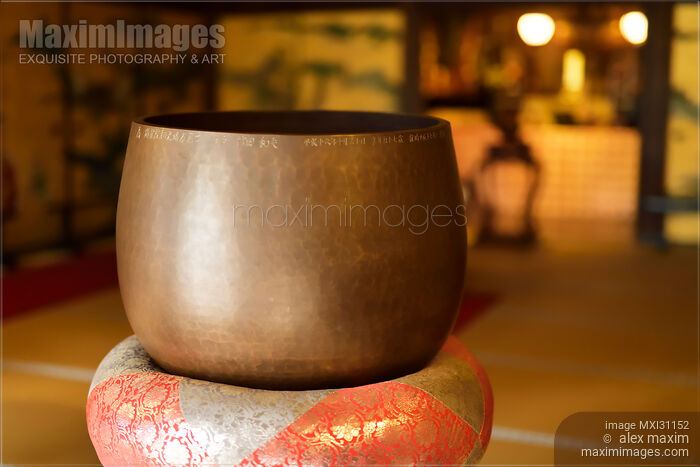 Orin bronze singing bowl at Nanzenji Buddhist Temple Hall Stock photo of Orin bronze singing bowl at Nanzenji Buddhist Temple Hall Buy commercial use license at MaximImages