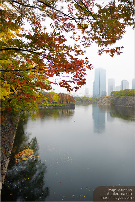Osaka Chuo-ku financial distric high-rise towers on misty autumn morning Stock photo of Osaka Chuo-ku financial distric high-rise towers on misty autumn morning Buy commercial use license at MaximImages