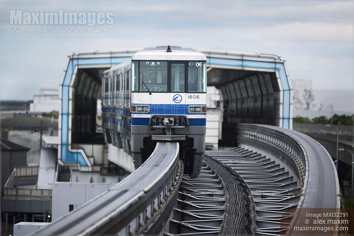 Stock photo of Osaka Monorail train departing from a station Buy commercial use license at MaximImages