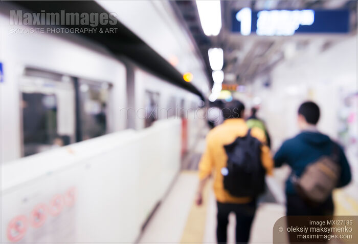 Out-of focus people at Tokyo Metro subway station platform Stock photo of Out-of focus people at Tokyo Metro subway station platform Buy commercial use license at MaximImages