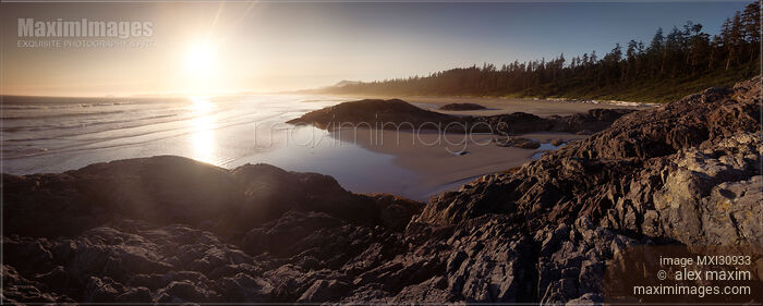 Stock photo of Pacific Rim National Park sunset scenery at Green Point Tofino Buy commercial use license at MaximImages