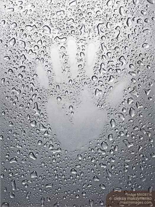 Stock photo of Palm print on wet metal surface Buy commercial use license at MaximImages