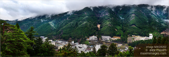 Stock photo of Panorama of Mountains in Gero Japan Buy commercial use license at MaximImages