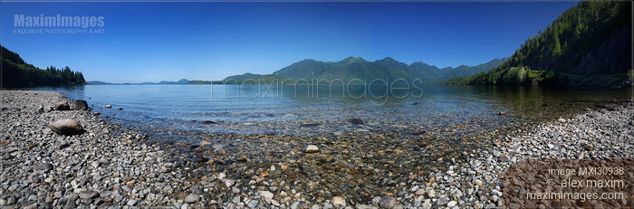 Panoramic landscape scenery of Kennedy lake Vancouver Island Canada Stock photo of Panoramic landscape scenery of Kennedy lake Vancouver Island Canada Buy commercial use license at MaximImages