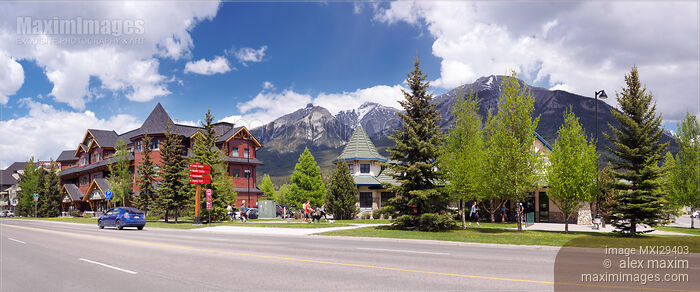Stock photo of Panoramic scenery of Canmore town streets in Alberta Buy commercial use license at MaximImages