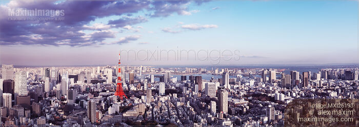 Stock photo of Panoramic scenery of Tokyo city and tower Buy commercial use license at MaximImages