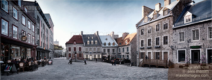 Stock photo of Panoramic view of the Royal Square Place Royale in Old Quebec City Buy commercial use license at MaximImages