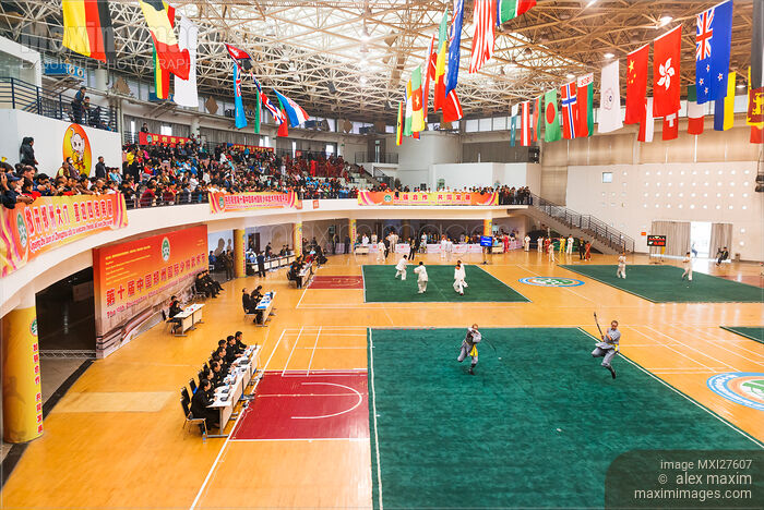 Participants performing at Zhengzhou China International Shaolin Wushu festival Stock photo of Participants performing at Zhengzhou China International Shaolin Wushu festival Buy commercial use license at MaximImages