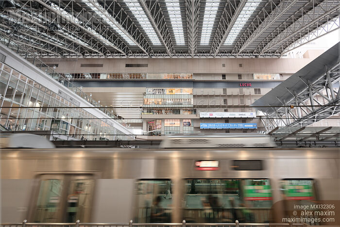 Passing train at Osaka-Umeda station in Osaka Stock photo of Passing train at Osaka-Umeda station in Osaka Buy commercial use license at MaximImages