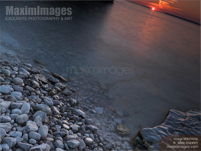 Stock photo of Peaceful sunset over still water of Georgian Bay Buy commercial use license at MaximImages