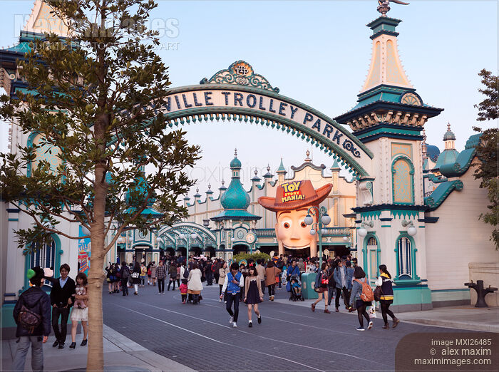 Stock photo of People at Toyville trolley park in Tokyo Disneysea Buy commercial use license at MaximImages