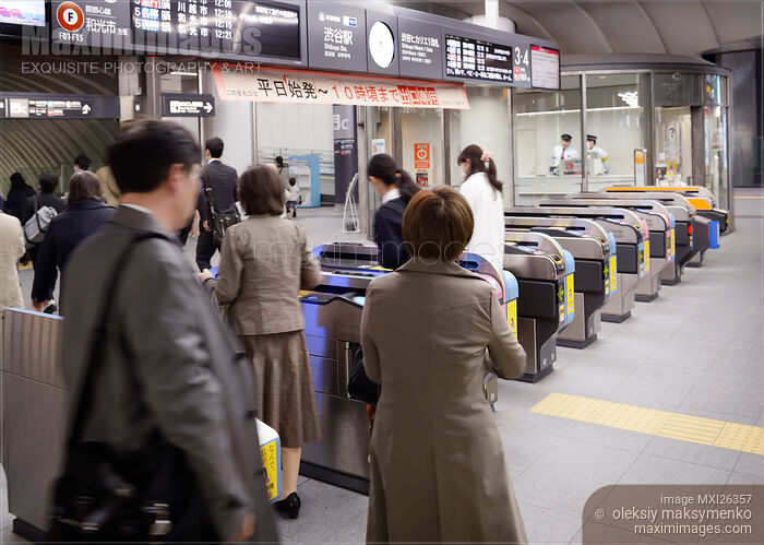 Stock photo of People entering Tokyo metro subway station Buy commercial use license at MaximImages