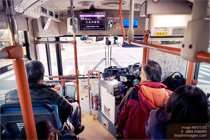 People in a city bus in Kyoto Japan Stock photo of People in a city bus in Kyoto Japan Buy commercial use license at MaximImages