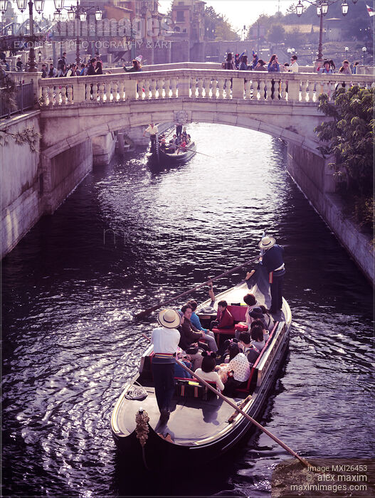 People in Venetian gondola at Tokyo Disneysea Stock photo of People in Venetian gondola at Tokyo Disneysea Buy commercial use license at MaximImages
