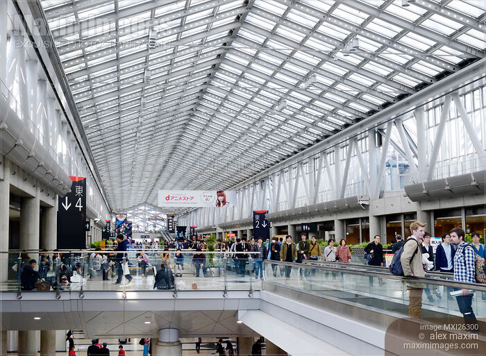 Stock photo of People inside Tokyo Big Sight Buy commercial use license at MaximImages