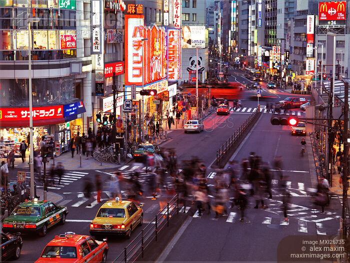 Stock photo of People on streets at Shinjuku Tokyo Buy commercial use license at MaximImages