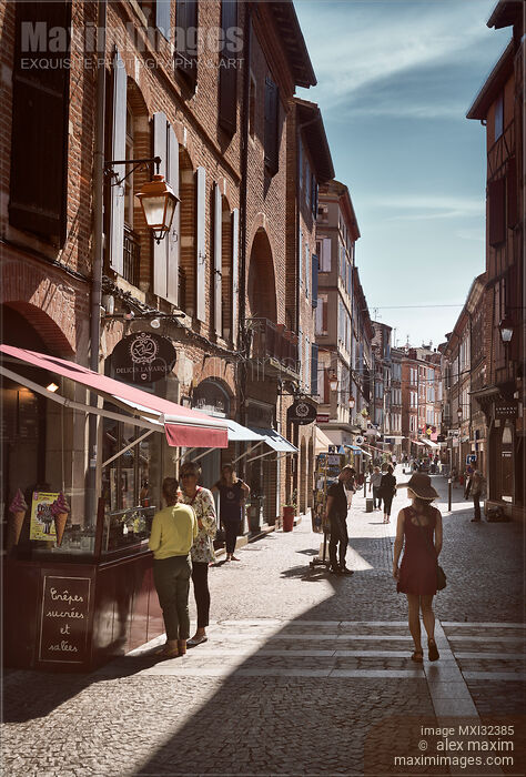 Stock photo of People on the streets of Albi Southern France city scenery Buy commercial use license at MaximImages