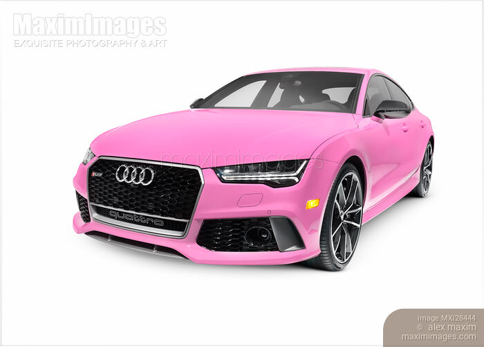 Stock photo of Pink 2016 Audi RS 7 Prestige Quattro Sedan luxury car Buy commercial use license at MaximImages
