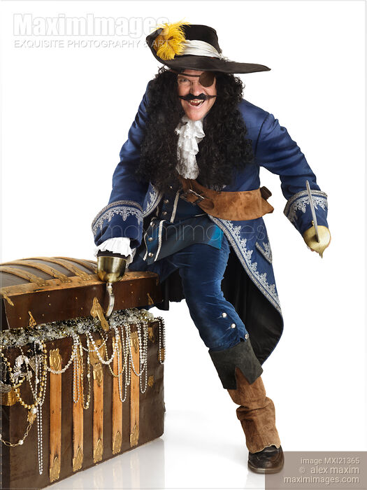 Pirate with a Sword Opening a Treasure Chest Stock photo of Pirate with a Sword Opening a Treasure Chest Buy commercial use license at MaximImages