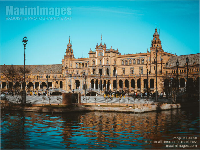 Stock photo of Plaza de Espana historic buildings Seville Spain Buy commercial use license at MaximImages
