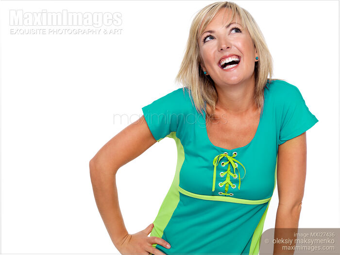 Stock photo of Portrait of young laughing woman Buy commercial use license at MaximImages