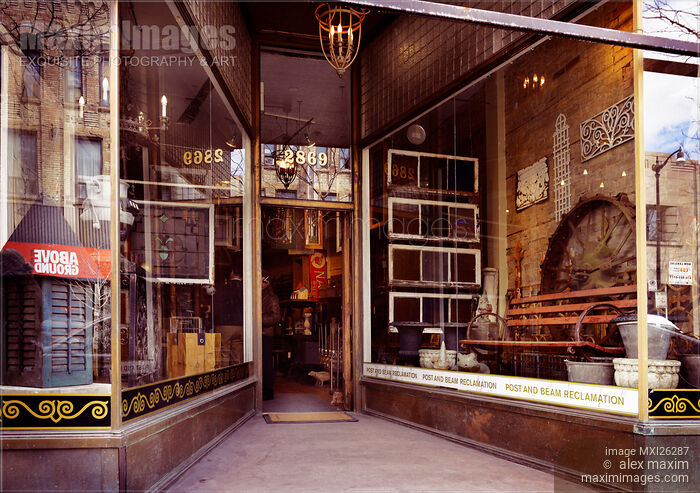 Stock photo of Post and Beam Reclamation antique decor store at the Junction Toronto Buy commercial use license at MaximImages