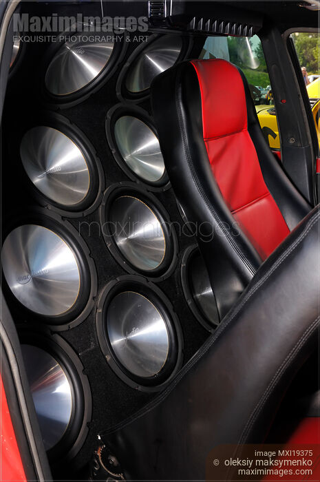 Stock photo of Powerful car audio system speakers Buy commercial use license at MaximImages