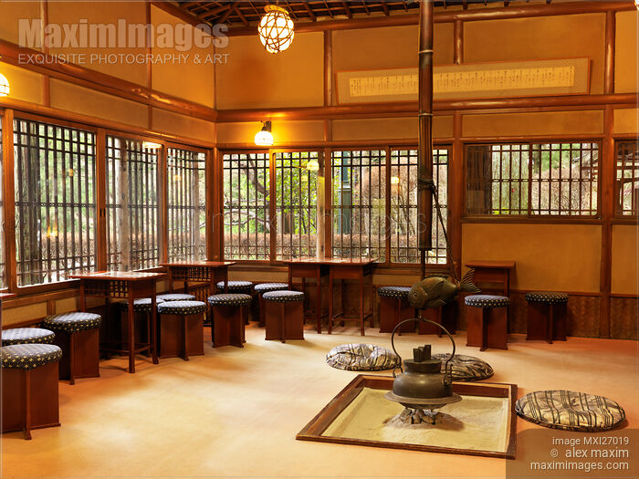 Stock photo of Public tea room at Japanese ryokan hotel Buy commercial use license at MaximImages