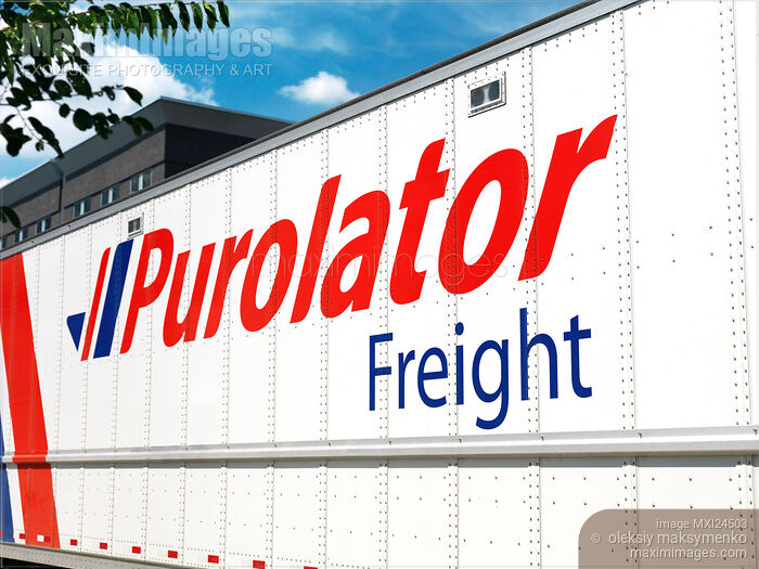Stock photo of Purolator truck Buy commercial use license at MaximImages