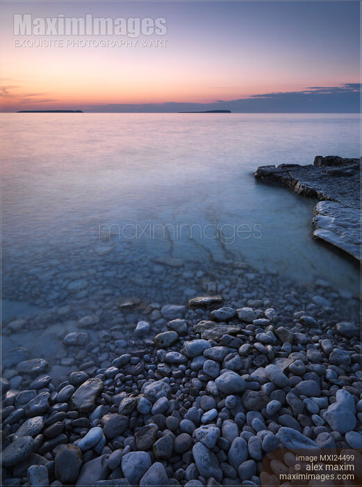 Stock photo of Quiet sunset over lake nature scenery Buy commercial use license at MaximImages